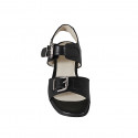 Woman's sandal with adjustable buckles in black leather heel 6 - Available sizes:  32, 33, 34, 42, 43, 44, 46