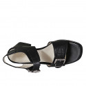 Sandalo da donna con fibbie regolabili in pelle nera tacco 6 - Misure disponibili: 32, 33, 34, 42, 43, 46
