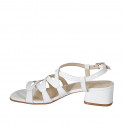 Woman's crossed strap sandal in white leather heel 4 - Available sizes:  32