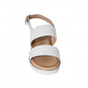 Woman's sandal in white leather wedge heel 3 - Available sizes:  32