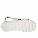 Woman's sandal in white leather wedge heel 3 - Available sizes:  32, 44