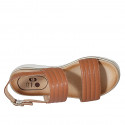 Sandalo da donna in pelle color cognac zeppa 3 - Misure disponibili: 32, 42, 43, 44