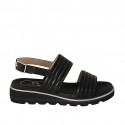 Sandalo da donna in pelle nera con zeppa 3 - Misure disponibili: 32, 33, 43, 44