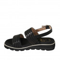 Sandalo da donna in pelle nera con zeppa 3 - Misure disponibili: 32, 33, 43, 44