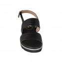 Woman's sandal in black leather with wedge heel 3 - Available sizes:  32, 33, 43, 44