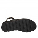 Woman's sandal in black leather with studs wedge heel 4 - Available sizes:  42, 44, 45, 46