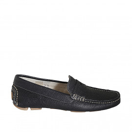 Men's car shoe with removable insole in black leather - Available sizes:  36, 37, 50, 51, 52, 53, 54