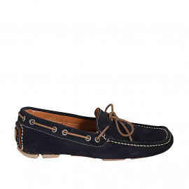 Mocassin à lacets et semelle amovible pour hommes en daim bleu - Pointures disponibles:  36, 50, 53