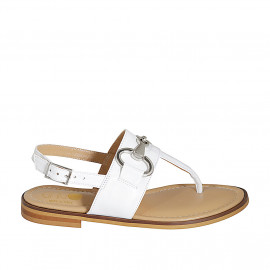 Sandale entredoigt pour femmes avec accessoire en cuir blanc talon 2 - Pointures disponibles:  33