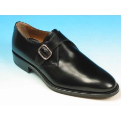 Men's elegant shoe with buckle in black leather - Available sizes:  51, 52