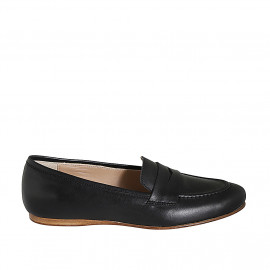 Woman's loafer in black leather wedge heel 1 - Available sizes:  33