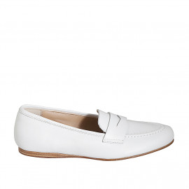 Woman's loafer in white leather wedge heel 1 - Available sizes:  44, 45