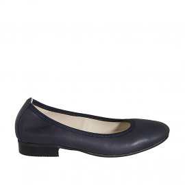 Woman's ballerina in blue leather heel 2 - Available sizes:  32, 43