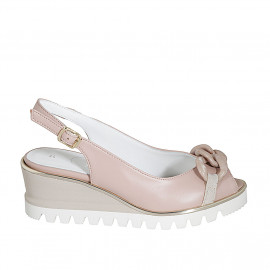 Sandale pour femmes avec chaîne en cuir rosa claro talon compensé 6 - Tallas disponibles:  34, 42