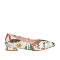 Ballerine à bout pointu pour femmes en cuir blanc imprimé floral multicouleur talon 2 - Pointures disponibles:  42