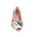 Woman's pointy ballerina shoe in white multicolored floral-printed leather heel 2 - Available sizes:  42