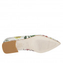 Woman's pointy ballerina shoe in white multicolored floral-printed leather heel 2 - Available sizes:  42