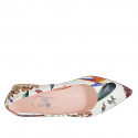 Woman's pointy ballerina shoe in white multicolored floral-printed leather heel 2 - Available sizes:  42