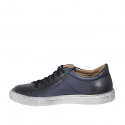 Zapato para hombre con cordones y plantilla extraible en piel azul - Tallas disponibles:  38, 46, 48, 50