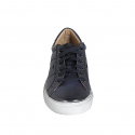 Man's laced shoe with removable insole in blue leather - Available sizes:  38, 46, 48, 50