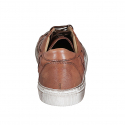 Zapato para hombre con cordones y plantilla extraible en piel y piel trensada cognac - Tallas disponibles:  37, 38, 46, 47, 48, 50