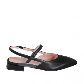 Woman's slingback pump in black leather and transparent letherette with elastic band and strap heel 2 - Available sizes:  32