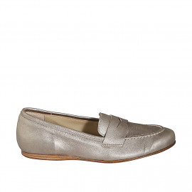 Woman's mocassin in golden laminated leather wedge heel 1 - Available sizes:  33, 43, 44