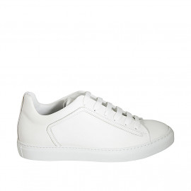 Man's laced shoe with removable insole in white leather - Available sizes:  36, 37, 38, 48, 49, 51