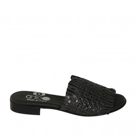 Woman's mules in black braided leather with fringes heel 2 - Available sizes:  33