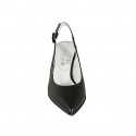 Woman's pointy slingback pump in black leather block heel 6 - Available sizes:  32, 34, 45