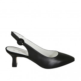 Woman's pointy slingback pump in black leather heel 6 - Available sizes:  33