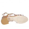 Sandale pour femmes en bandes en cuir cognac, blanc et nue talon 6 - Pointures disponibles:  42, 44, 45