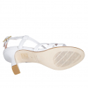 Sandale a bandes pour femmes en cuir blanc talon évasé 8 - Pointures disponibles:  32, 43