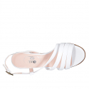 Sandale a bandes pour femmes en cuir blanc talon évasé 8 - Pointures disponibles:  32, 43