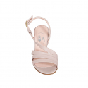 Sandalia de tiras para mujer en piel nude con tacon acampanado 8 - Tallas disponibles:  32, 43, 45