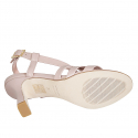 Sandale a bandes pour femmes en cuir nue talon évasé 8 - Pointures disponibles:  32, 43, 45