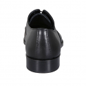 Chaussure richelieu élégant à lacets pour hommes en cuir lisse noir - Pointures disponibles:  37, 38, 46, 47, 48, 49