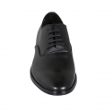 Chaussure richelieu élégant à lacets pour hommes en cuir lisse noir - Pointures disponibles:  37, 38, 46, 47, 48, 49