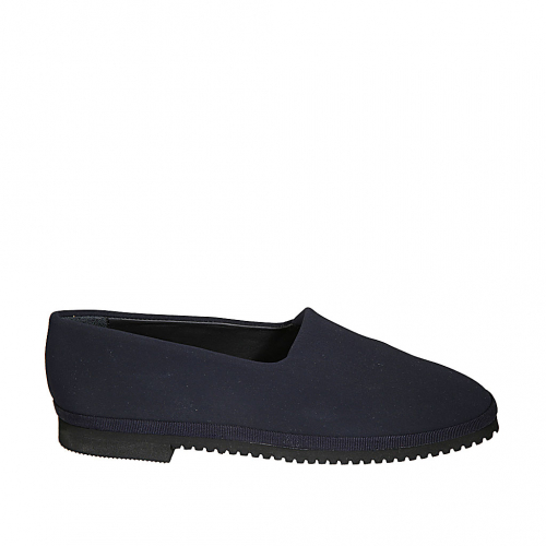 Woman's friulian mocassin in dark blue elastic fabric heel 2 - Available sizes:  32, 33, 34, 35, 42, 43, 44, 46