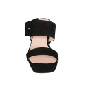 Mule para mujer con hebilla ajustable en gamuza negra tacon 5 - Tallas disponibles:  43