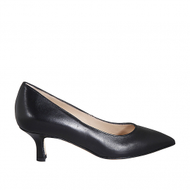 Escarpin à bout pointu pour femmes en cuir noir avec talon 6 - Pointures disponibles:  32, 44