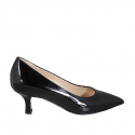 Escarpin à bout pointu pour femmes en cuir verni noir talon 6 - Pointures disponibles:  32, 33, 43, 44, 45