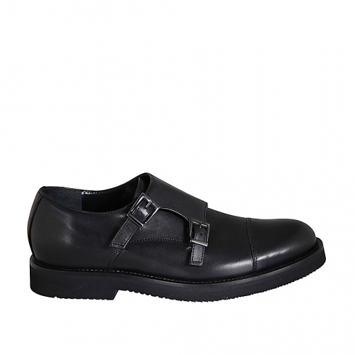 Man's elegant shoe with buckles and...