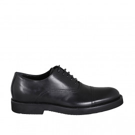 Men's laced Oxford shoe with captoe in black leather - Available sizes:  46, 48, 49, 50, 51