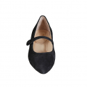 Escarpin Mary Jane pointue pour femmes avec courroie en daim noir et talon 2 - Pointures disponibles:  32, 42, 43, 44