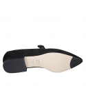 Zapato Mary Jane a punta para mujer en gamuza de color negro con tacon 2 - Tallas disponibles:  32, 42, 43, 44