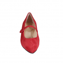 Mary Jane a punta para mujer en gamuza de color rojo con tacon 2 - Tallas disponibles:  32, 33