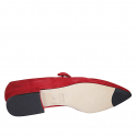 Escarpin Mary Jane pointue pour femmes avec courroie en daim rouge et talon 2 - Pointures disponibles:  32, 33, 42, 44