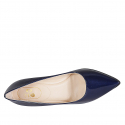 Decolté a punta da donna in vernice laminata blu tacco 8 - Misure disponibili: 32, 33, 34, 42, 43, 44