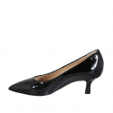 Escarpin à bout pointu pour femmes en cuir verni noir talon 6 - Pointures disponibles:  32, 33, 43, 44, 45